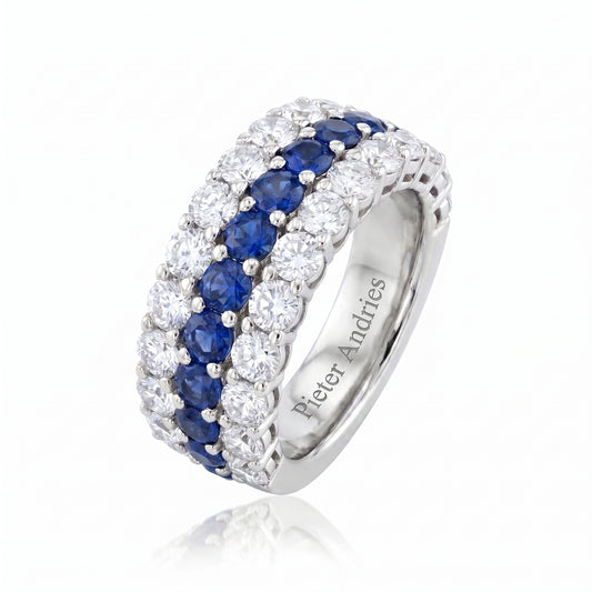 Sapphire & Diamond White Gold Wedding Band · 3.58ct