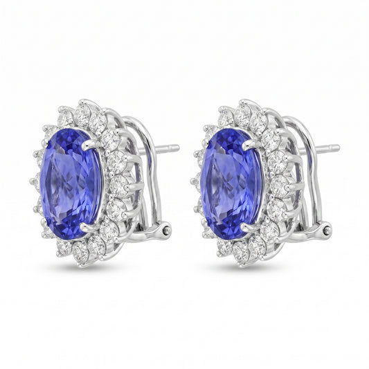 Tanzanite & Diamond White Gold Halo Earrings No. 384