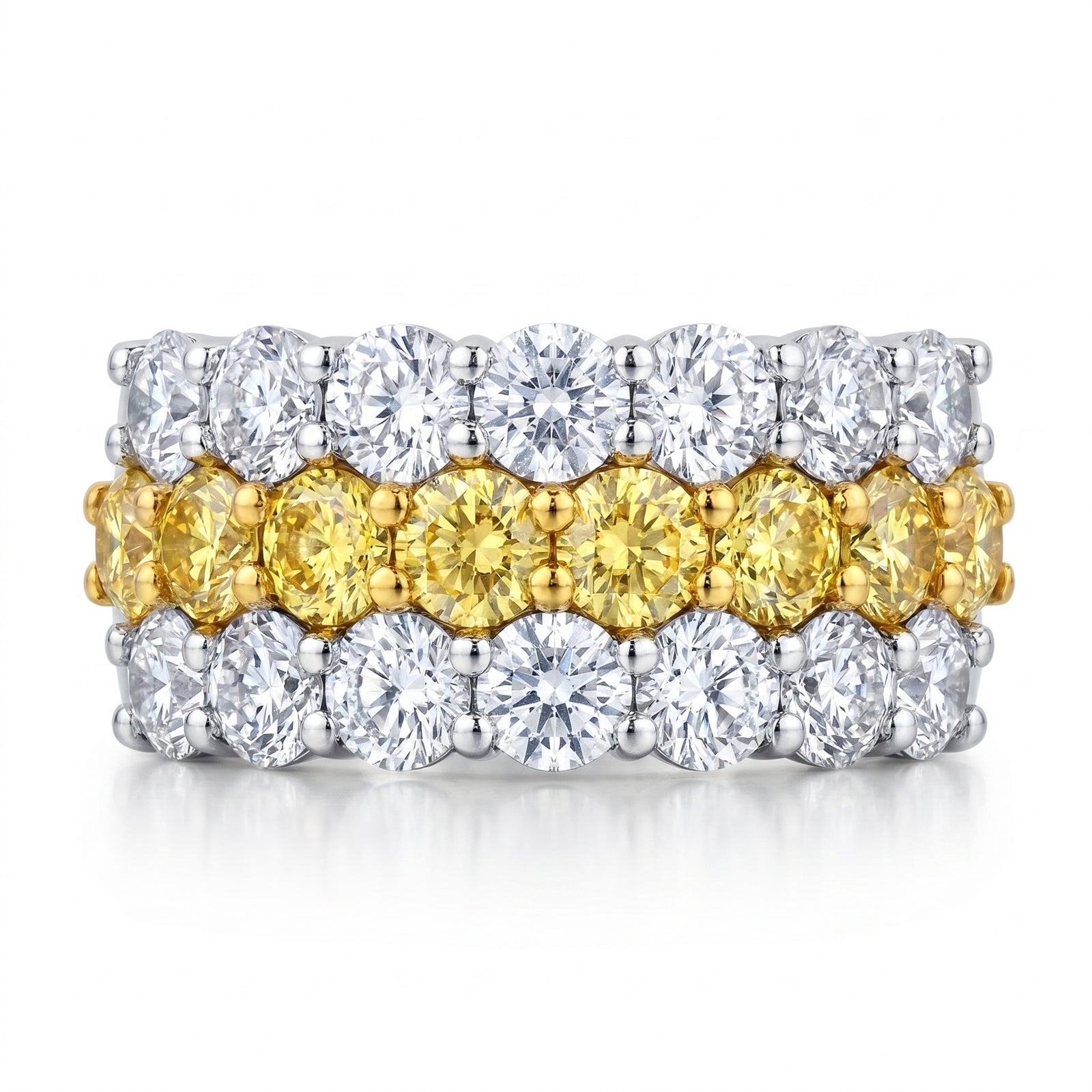 Yellow Diamond & Diamond White Gold Wedding Band · 3.58ct
