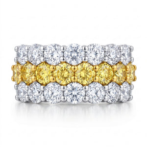 Yellow Diamond & Diamond White Gold Wedding Band · 3.58ct