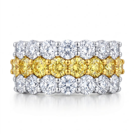 Yellow Diamond & Diamond White Gold Wedding Band · 3.58ct