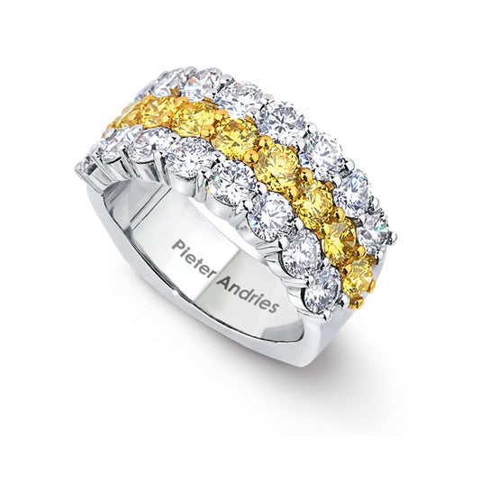 Yellow Diamond & Diamond White Gold Wedding Band · 3.58ct