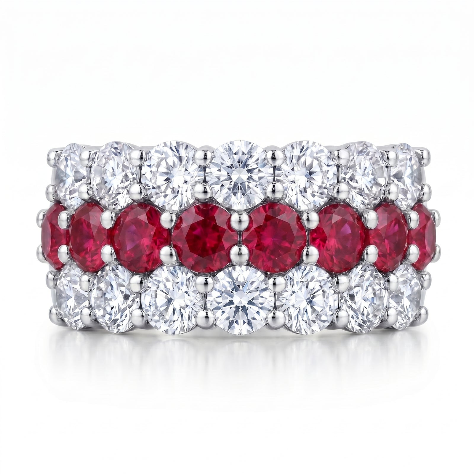 Ruby & Diamond White Gold Wedding Band · 3.58ct