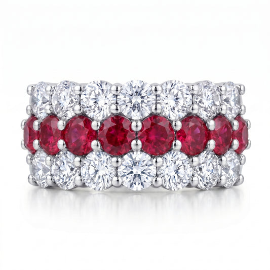 Ruby & Diamond White Gold Wedding Band · 3.58ct