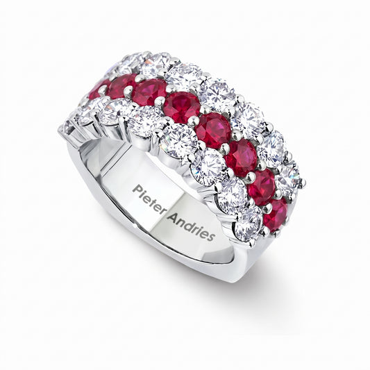 Ruby & Diamond White Gold Wedding Band · 3.58ct