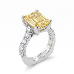 Yellow Diamond & Diamond Platinum Engagement Ring No. 010