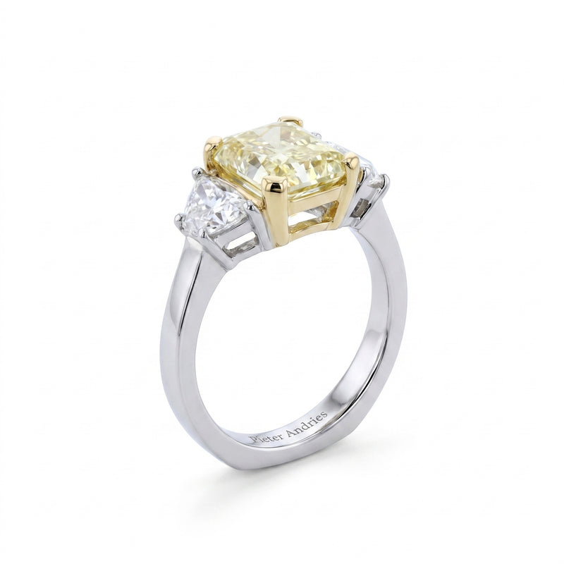 Platinum & 18K Yellow Gold Yellow Diamond & Diamond Engagement Ring · 4.05ct