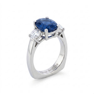 Sapphire & Diamond Platinum Engagement Ring No. 082