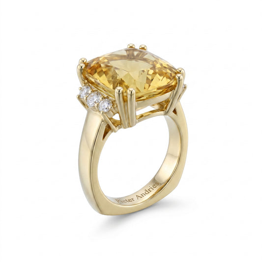 Citrine & Diamond Yellow Gold Ring No. 106