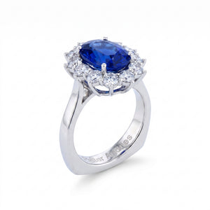 Sapphire & Diamond Platinum Halo Engagement Ring No. 108