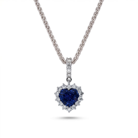 Sapphire & Diamond White Gold Halo Necklace No. 151