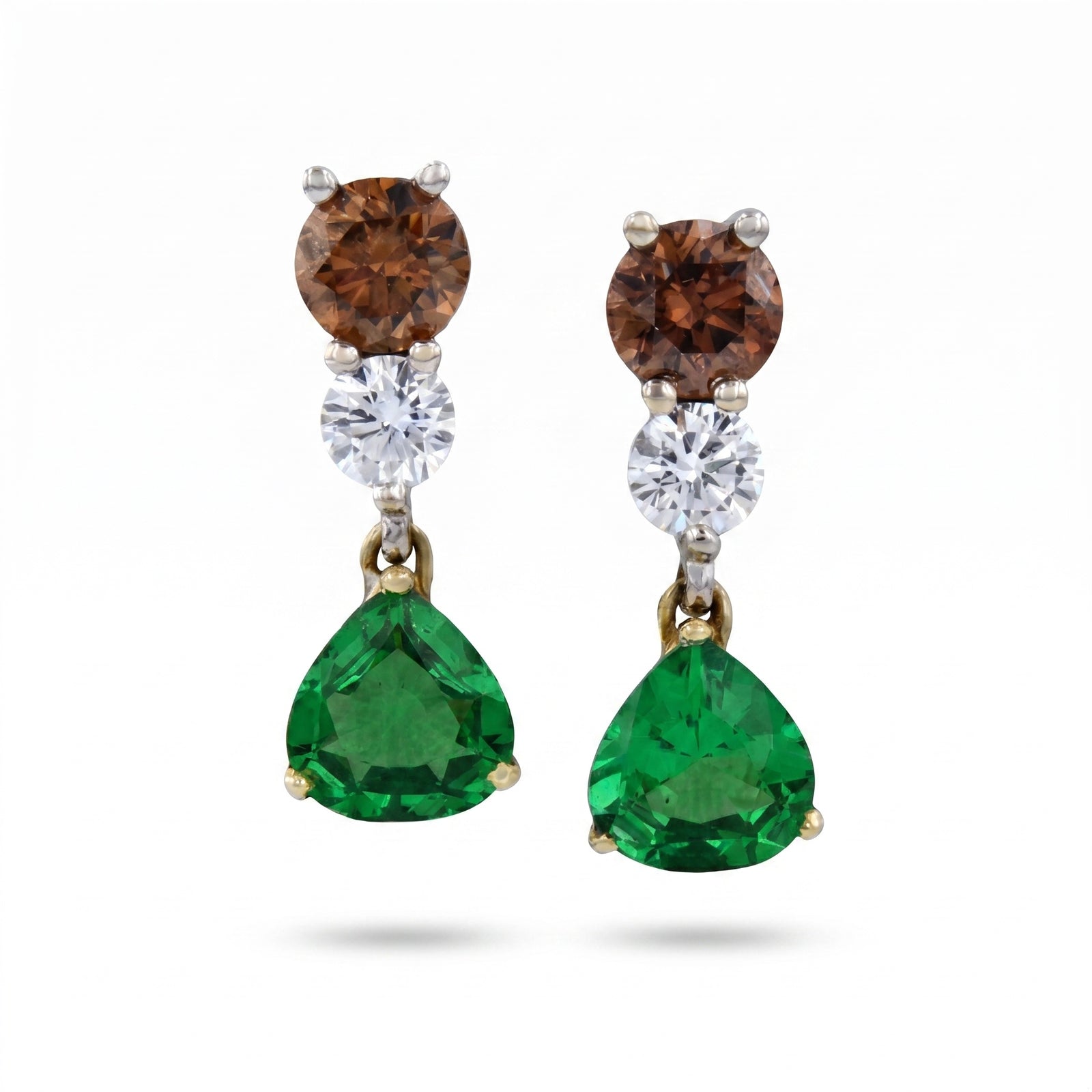 Brown Diamond & Diamond Two-Tone Gold Earrings No. 164