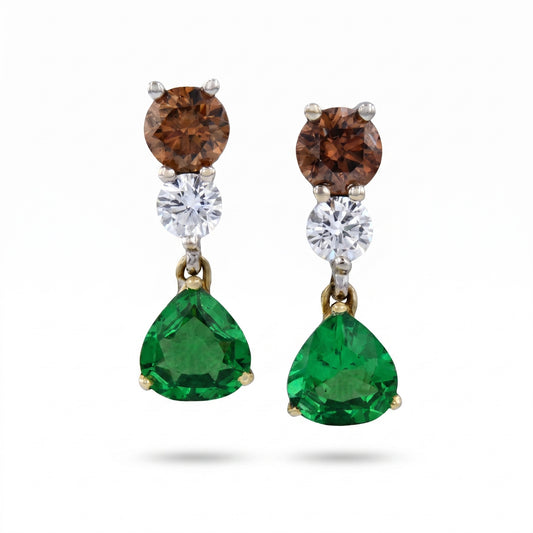 Brown Diamond & Diamond Two-Tone Gold Earrings No. 164