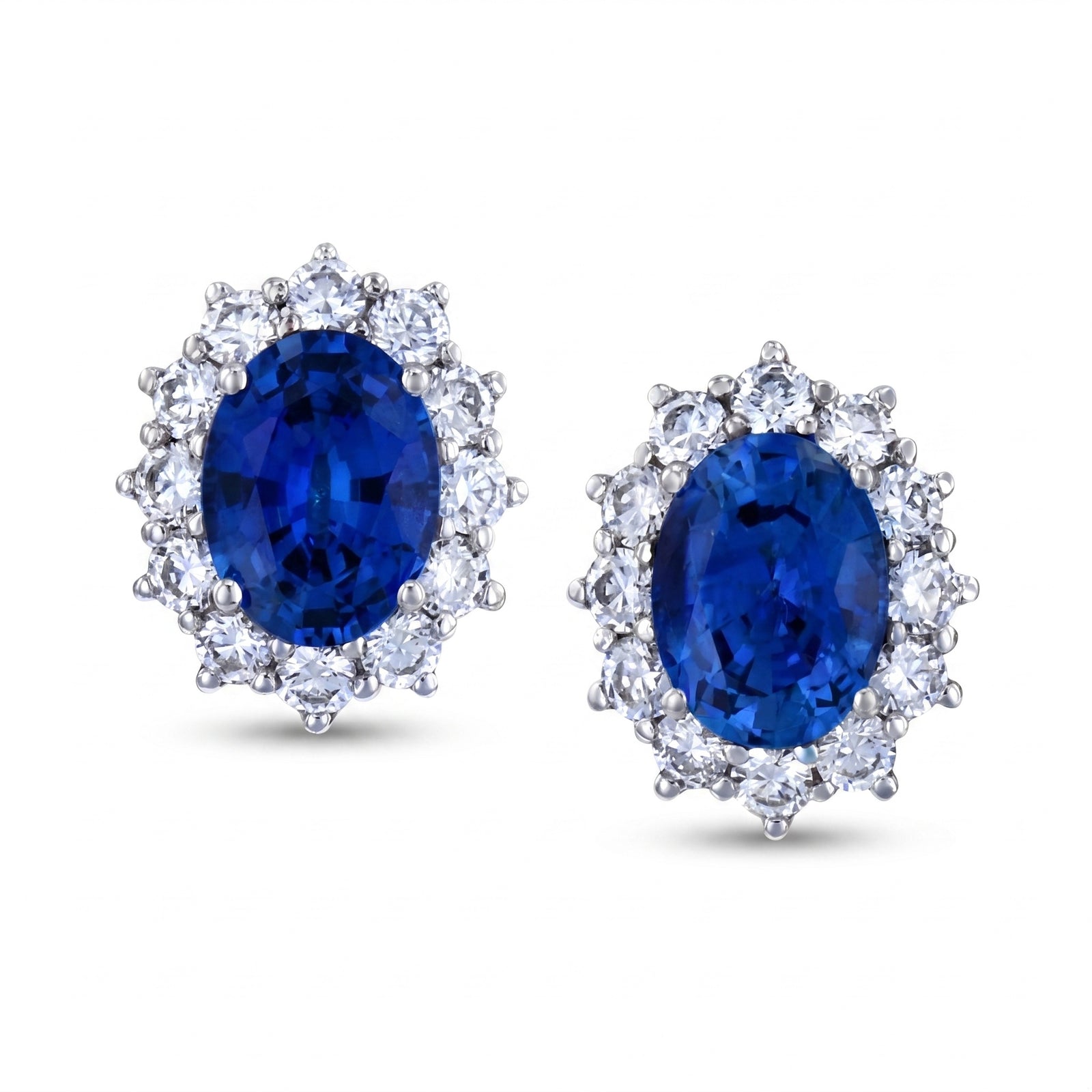 Sapphire & Diamond White Gold Halo Earrings No. 171