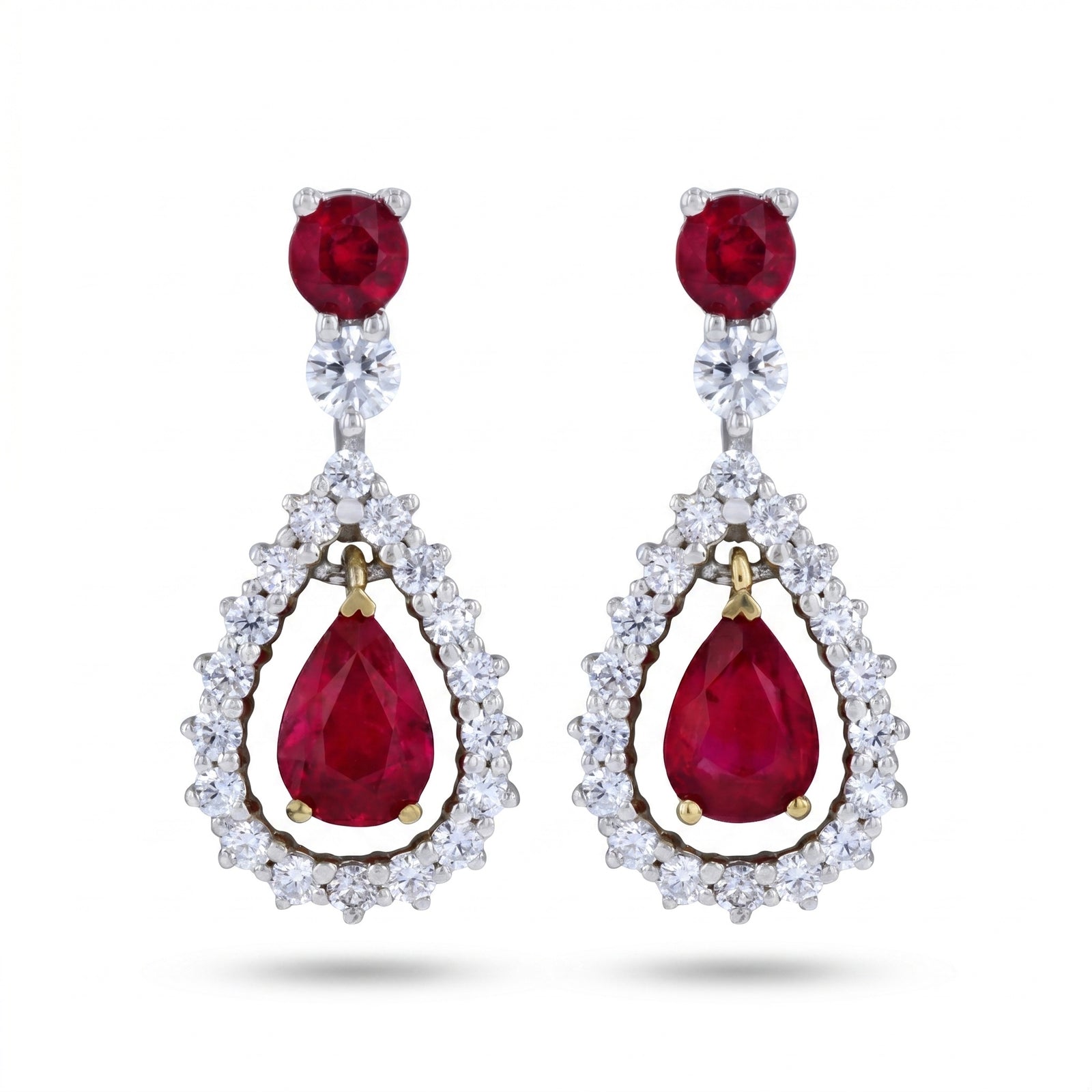 Ruby & Diamond White Gold Halo Earrings No. 172