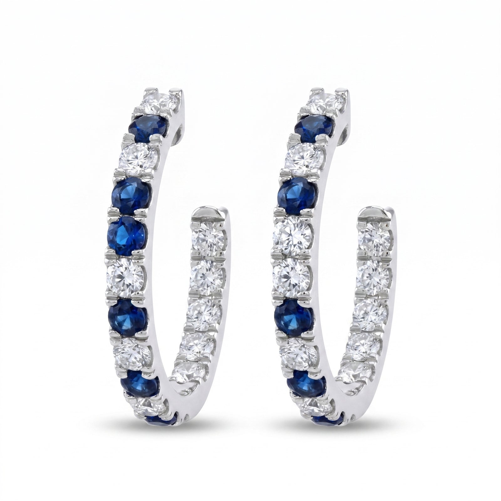 Diamond & Sapphire White Gold Earrings No. 173
