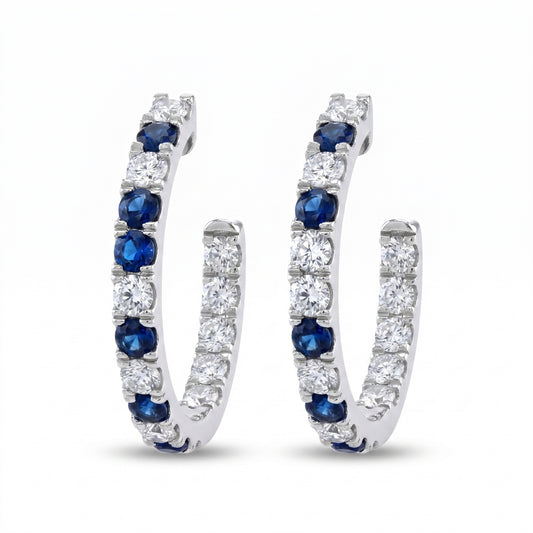 Diamond & Sapphire White Gold Earrings No. 173