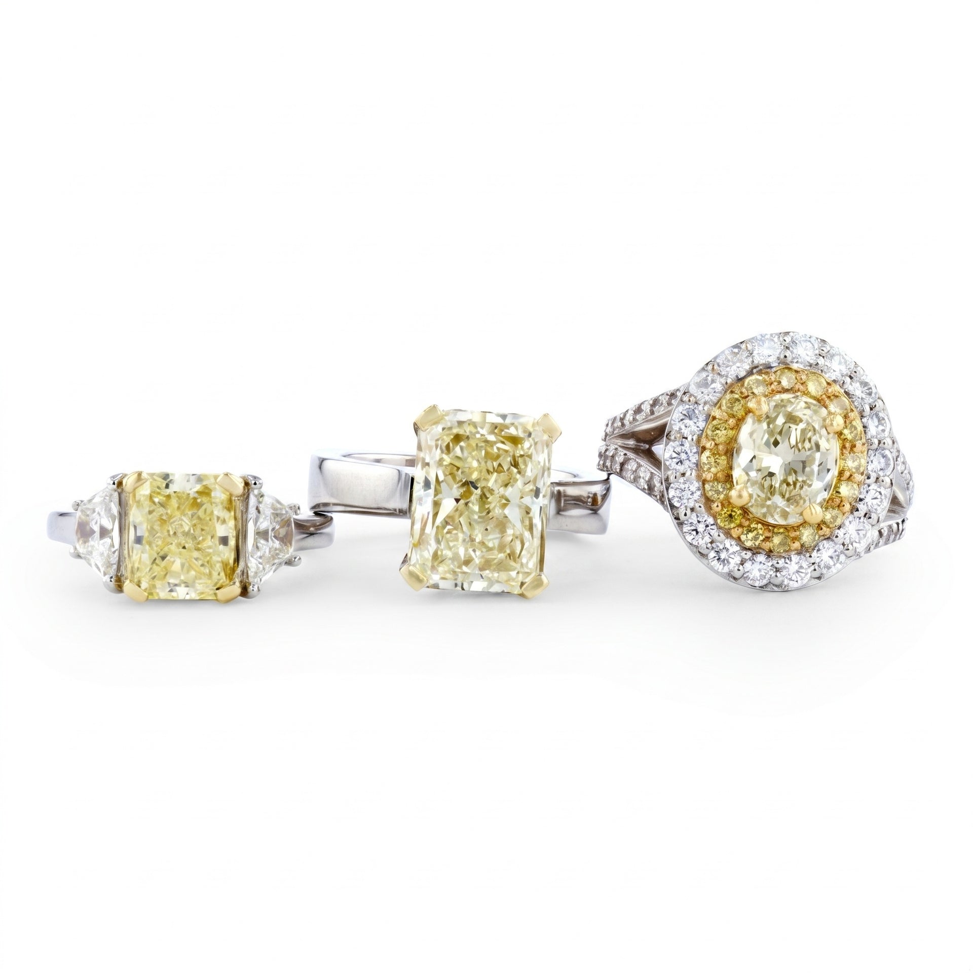 Yellow Diamond & Diamond White Gold Halo Jewelry Set No. 220