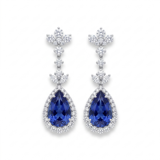 Tanzanite & Diamond White Gold Drop Earrings No. 374