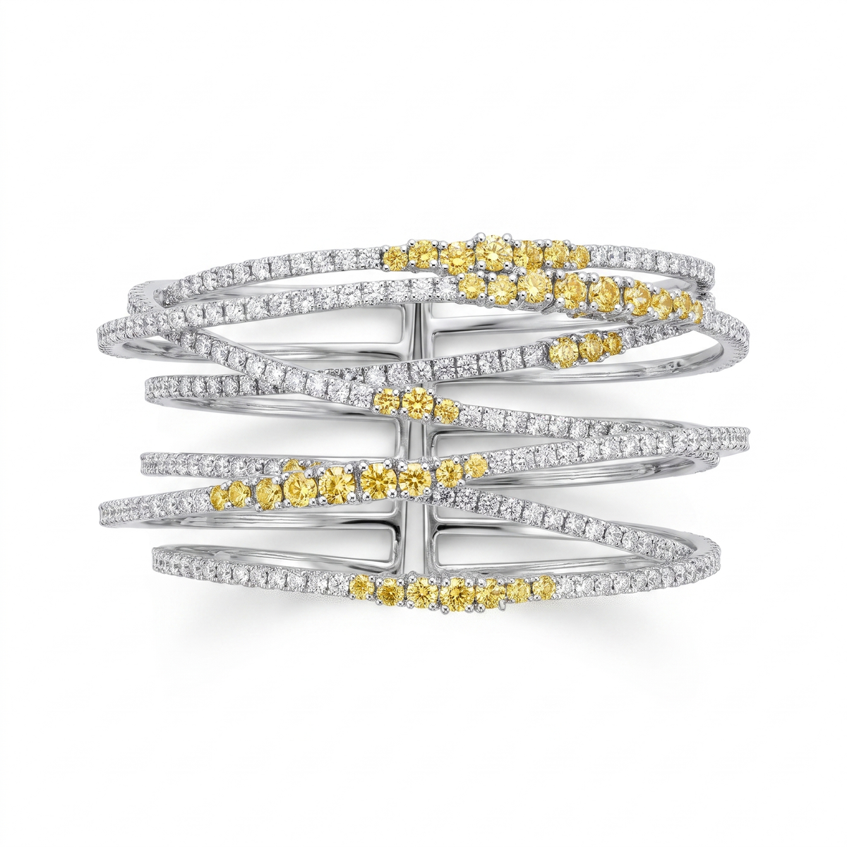 Yellow Diamond & Diamond White Gold Cuff Bracelet No. 375