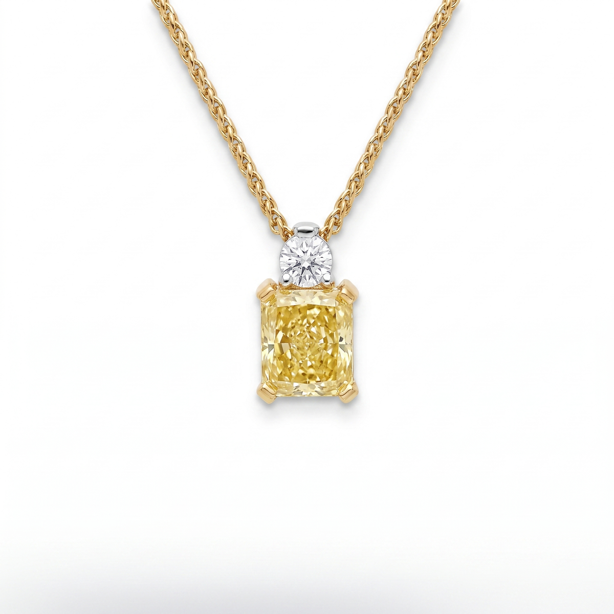 Yellow Diamond & Diamond Two-Tone Gold Pendant No. 377