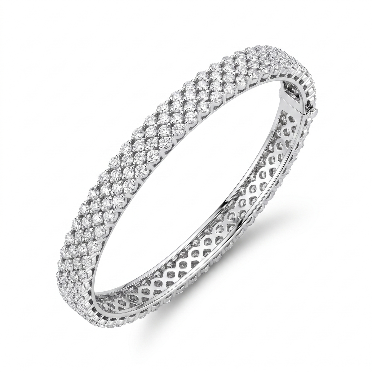 Diamond White Gold Pavé Bangle Bracelet No. 378