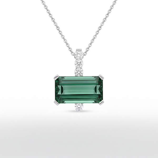 Green Tourmaline & Diamond White Gold Pendant No. 395