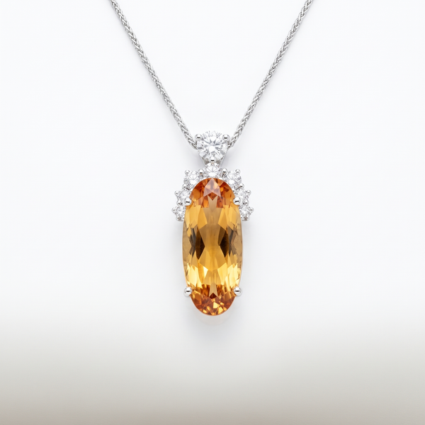 Precious Topaz & Diamond White Gold Halo Pendant No. 401