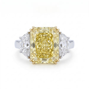 Platinum & 18K Yellow Gold Yellow Diamond & Diamond Engagement Ring · 4.05ct