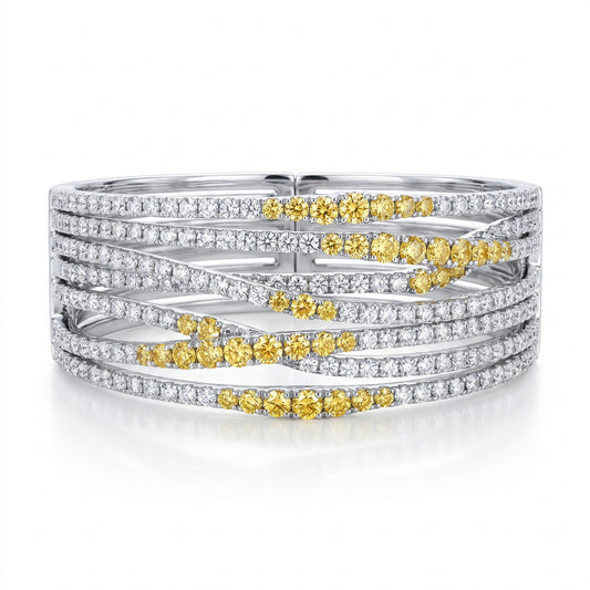 Pieter Andries Yellow Diamond & Diamond White Gold Cuff Bracelet · 13.58ct