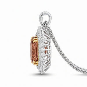 Zircon & Diamond Two-Tone Gold Halo Pendant No. 385