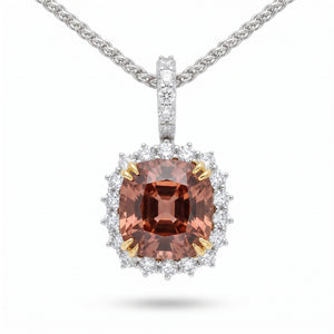 Zircon & Diamond Two-Tone Gold Halo Pendant No. 385