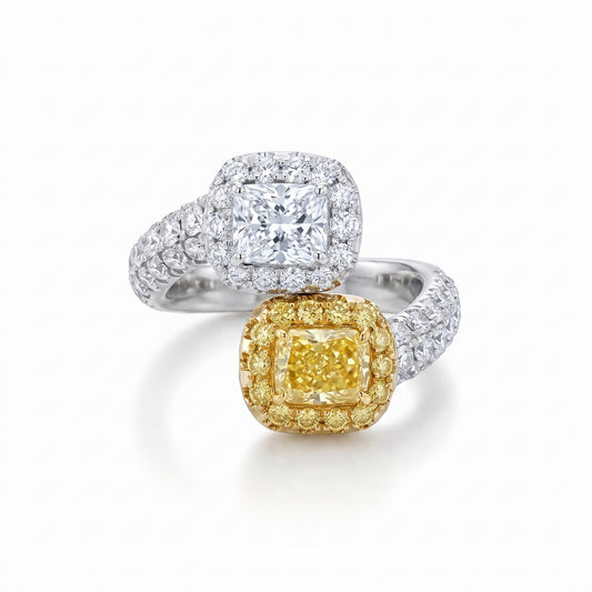 Platinum & 18K Yellow Gold Yellow Diamond & Diamond Toi et Moi Ring No. 393