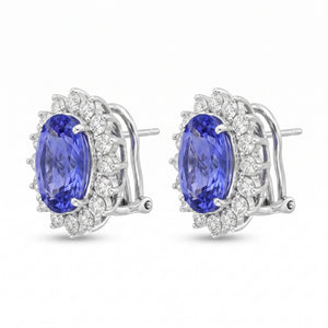 Tanzanite & Diamond White Gold Halo Earrings No. 384