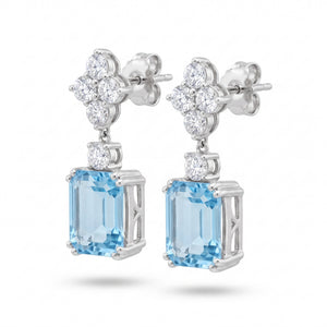Aquamarine & Diamond White Gold Drop Earrings No. 389