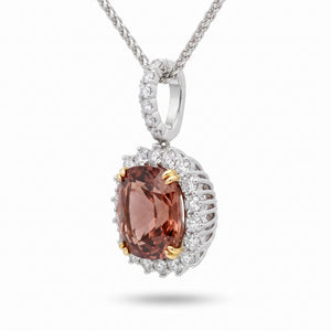 Zircon & Diamond Two-Tone Gold Halo Pendant No. 385
