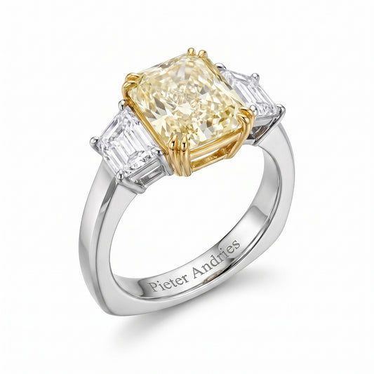 Platinum & 18K Yellow Gold Yellow Diamond & Diamond Ring No. 383